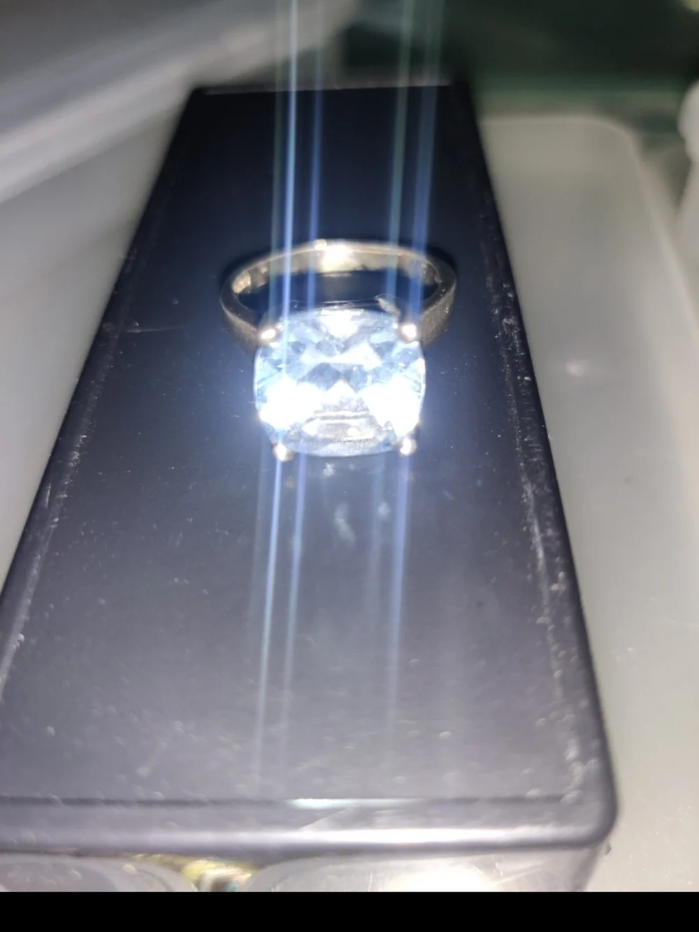 Light Blue Cushion-Cut Stone Ring